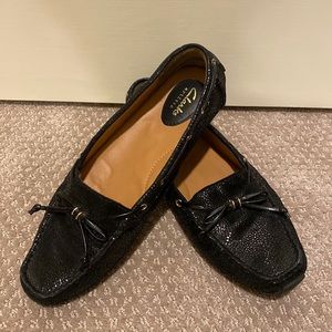 Clarks Artisan black and gold driving shoes